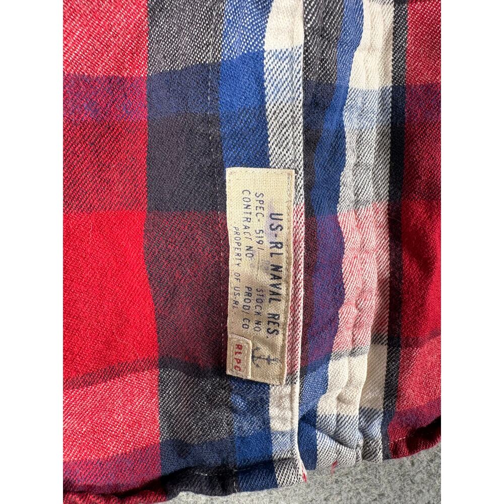 Polo Ralph Lauren Plaid Flannel Shirt Mens Large Red Blue Utility Button Up - Picture 5 of 6